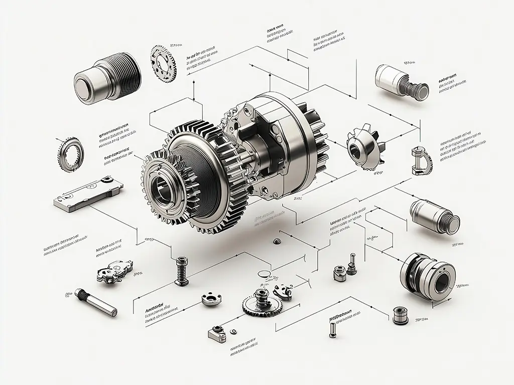 Gear wheels with engraving of the words spare parts.